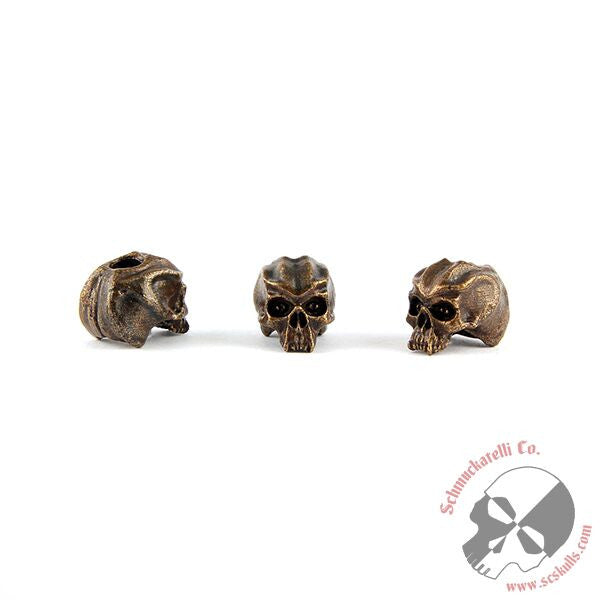 10pc 10x8mm Glass Skull Beads, Metallic Dark Bronze
